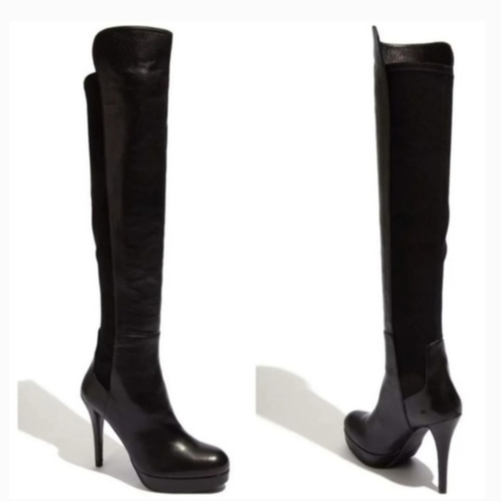 Stuart Weitzman 5050 Black Leather Knee Boots